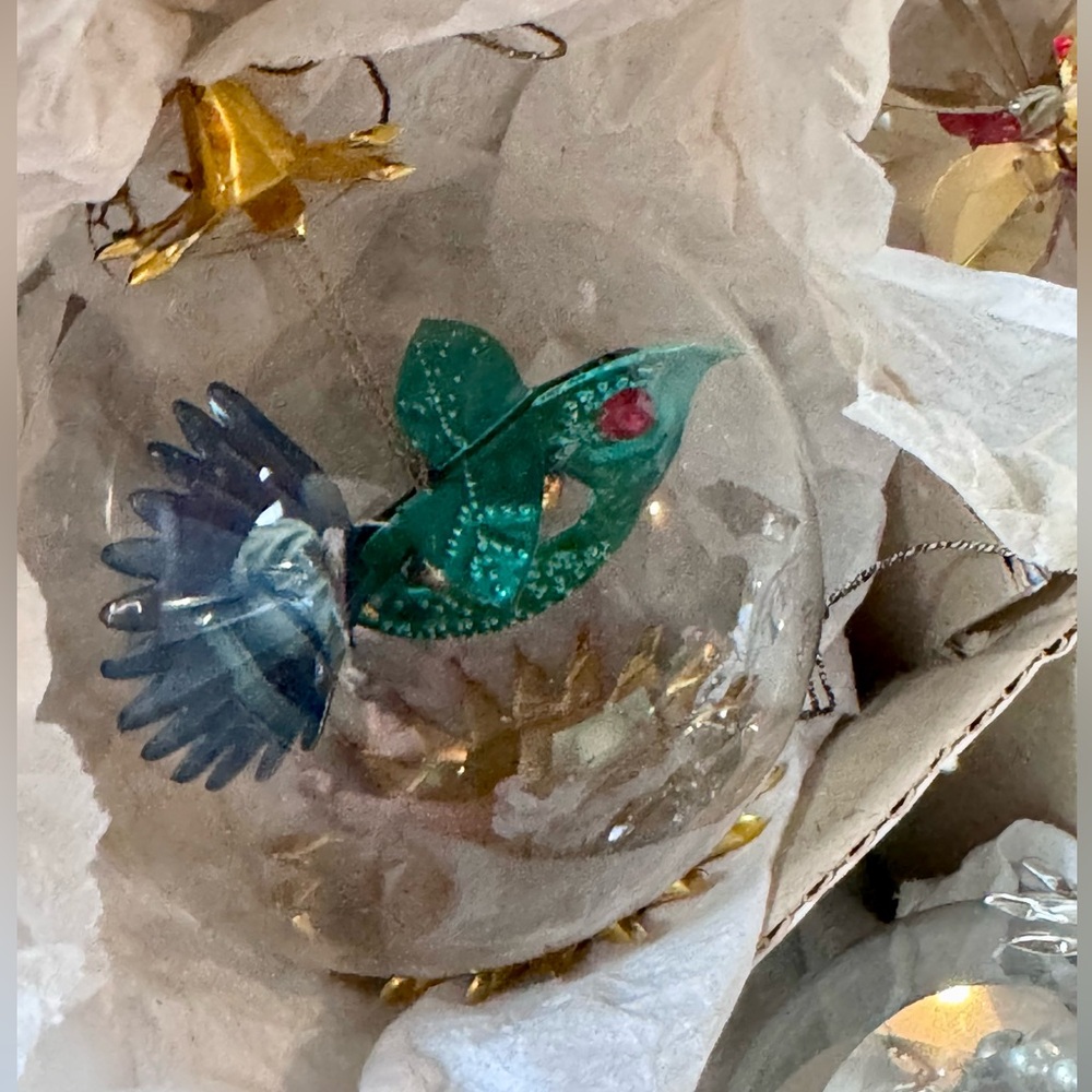 Resl Lenz Set of 6 Colorful Foil & Glass Ornaments- Vintage - Picture 3 of 9